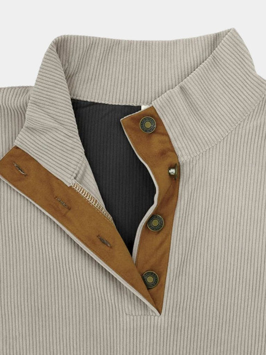 High Collar Corduroy Retro Pullover - Maison McAllister