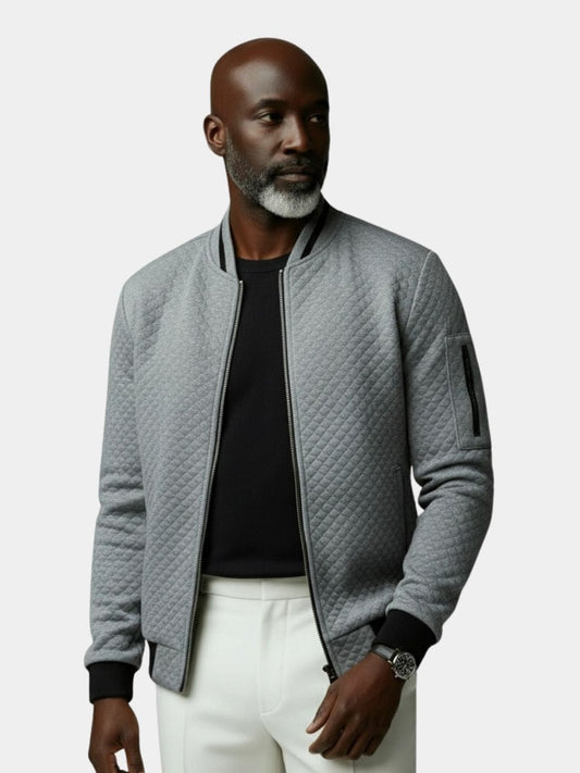 Textured Casual Bomber Jacket - Maison McAllister