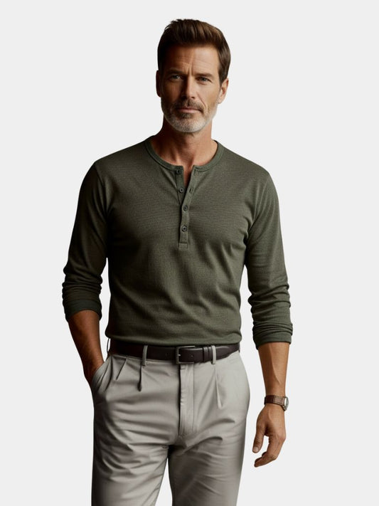 Henley Neck Long Sleeve T-Shirt - Maison McAllister