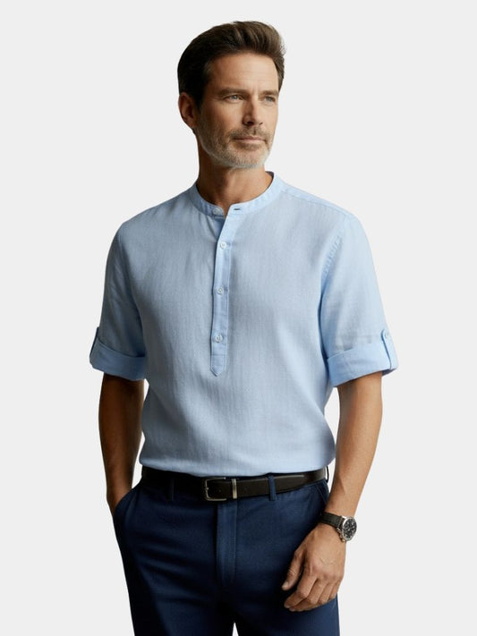 Casual Henley Neck Long Sleeve T-Shirt - Maison McAllister