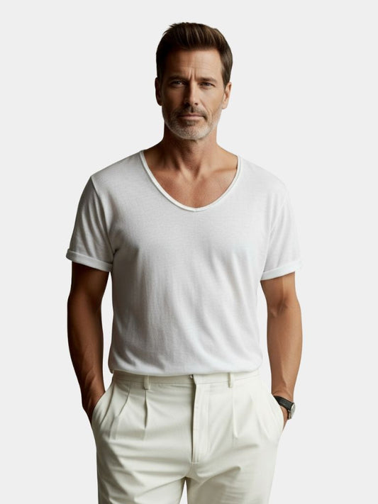 Albo Classic Linen V Neck T-Shirt – Maison McAllister