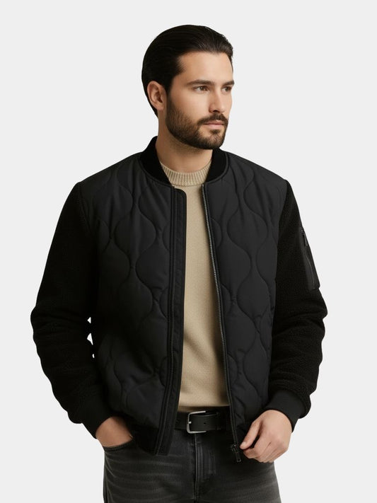 Sherpa Sleeves Padded Bomber Jacket - Maison McAllister