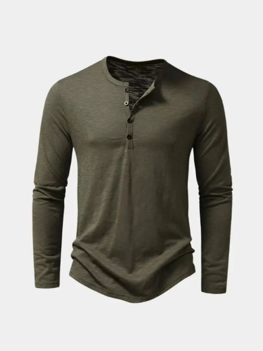 Henley Neck Long Sleeve T-Shirt - Maison McAllister