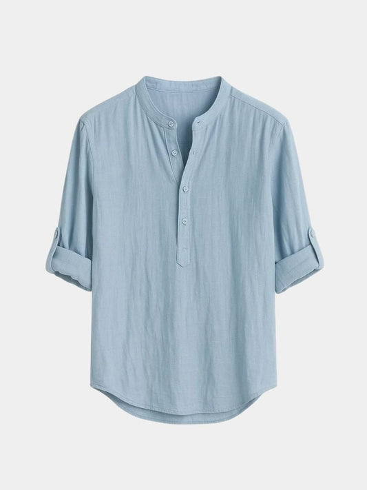 Casual Henley Neck Long Sleeve T-Shirt - Maison McAllister